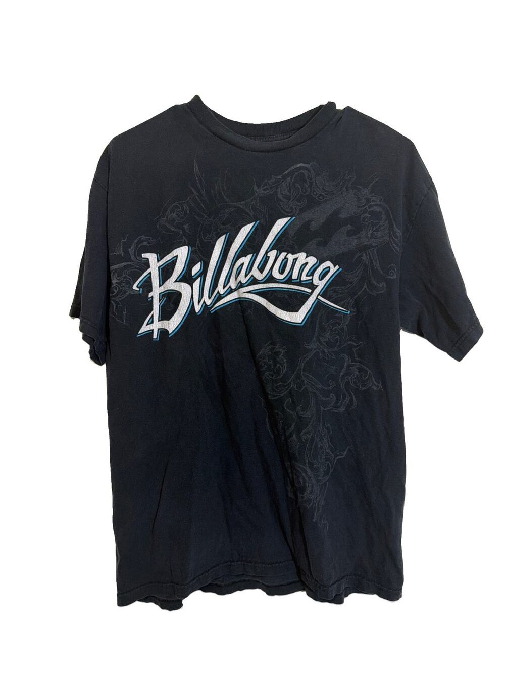 Vintage Billabong Shirt Black Grunge Graphic AOP Y2K Surf Skate 90s Goth L